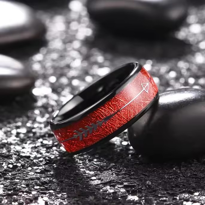 Prsten Arrow - Stříbrná/Hnědá/59mm