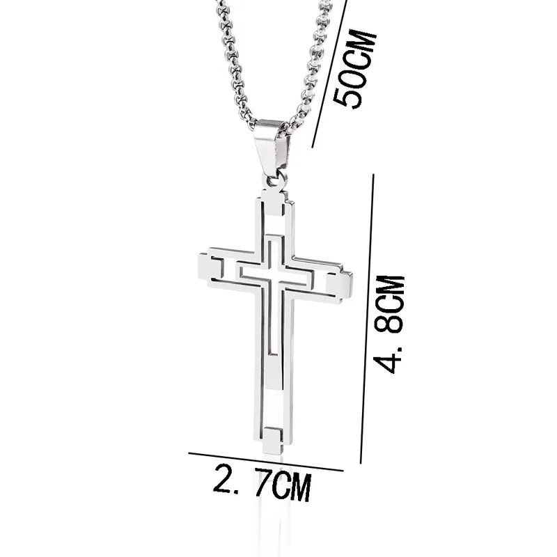 Náhrdelník EM-34151 Cross - Stříbrná