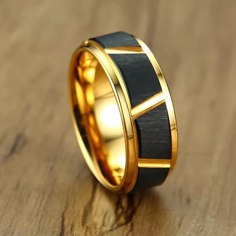 Prsten ME-31993 - Zlatá/Černá/57mm