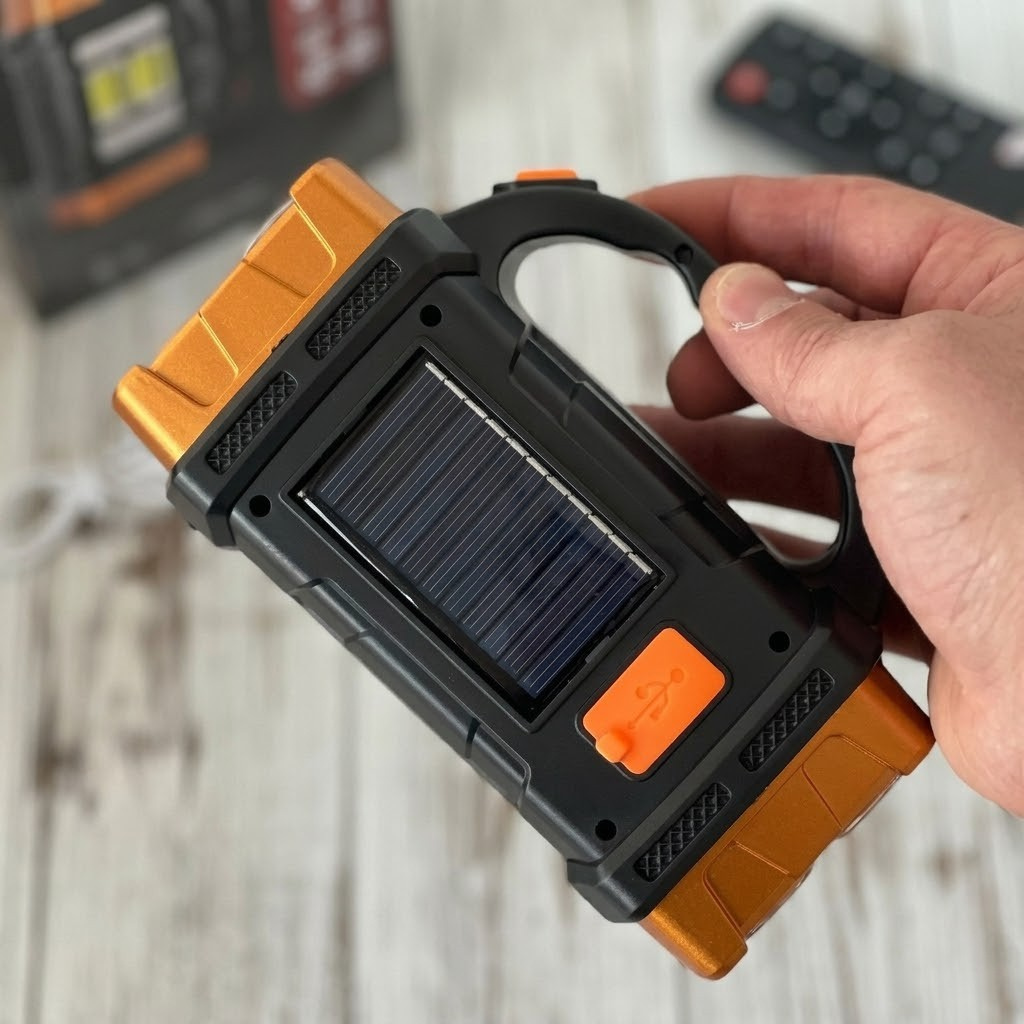 Solární LED Kempingová Baterka s Powerbankou SR - 40475 - Zlatá / Černá