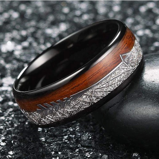 Prsten Arrow - Stříbrná/Hnědá/59mm
